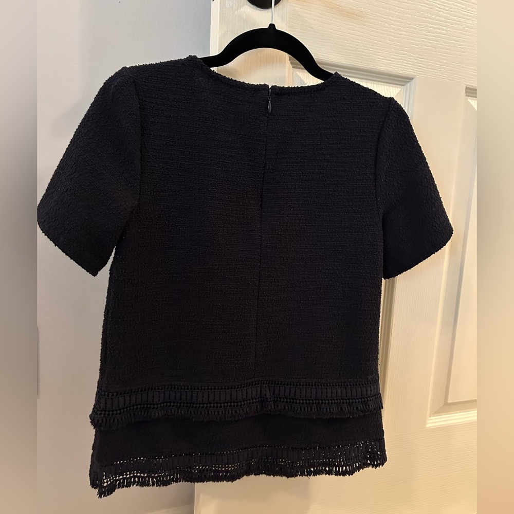 Banana Republic Womens Navy Blue Tweed Top Size XS Good Used Condition - Picture 2 of 6